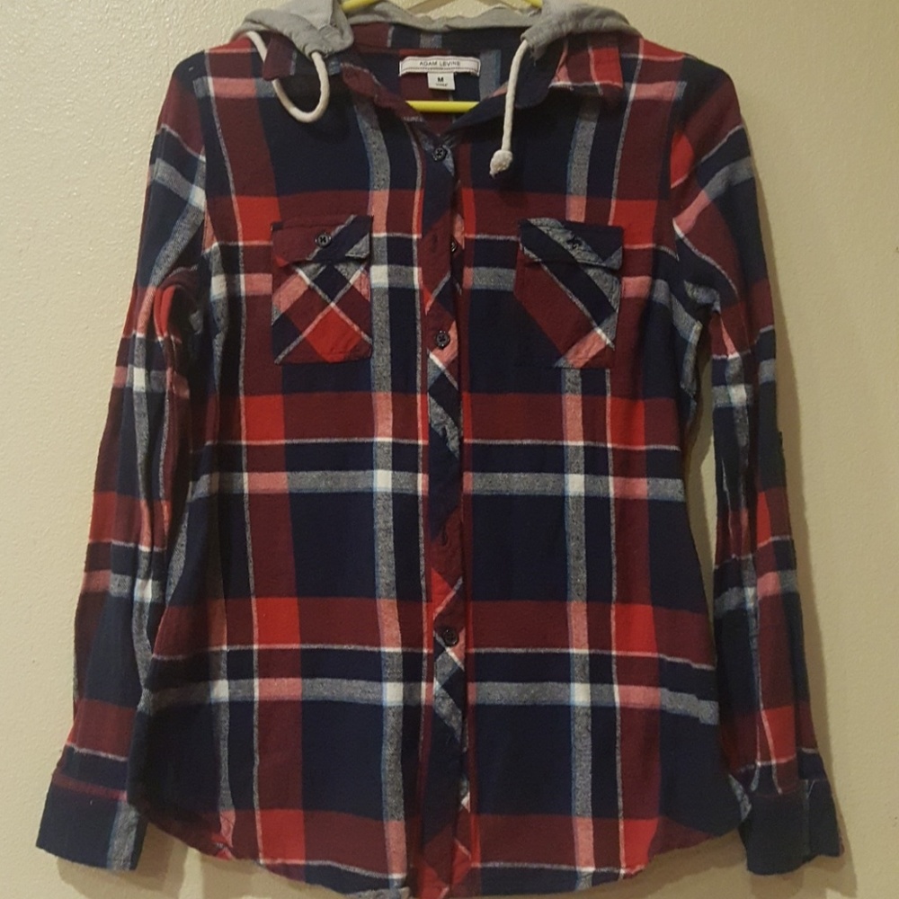 🔴 Plaid shirt with hood